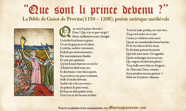 Extrait de la bible de Guiot de Provins sur les Princes avec enluminure tirée de la Chanson de Roland (Manuscrit de Saint Gall, Staatsbibliothek XIIIe siècle)