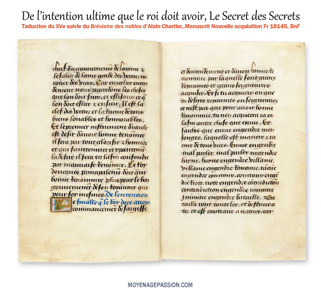 Le Chap X du Secretum Secretorum dans le Manuscrit illuminé : Nouvelle Aquisition 18145 de la BnF